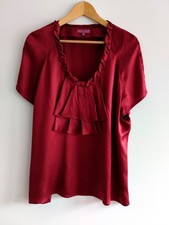Blusa de seda granate con