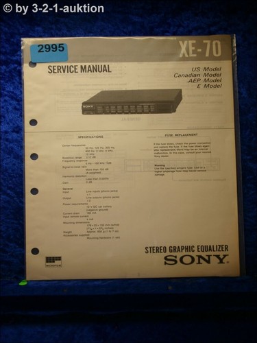 Sony service manual 70 - manual, xe