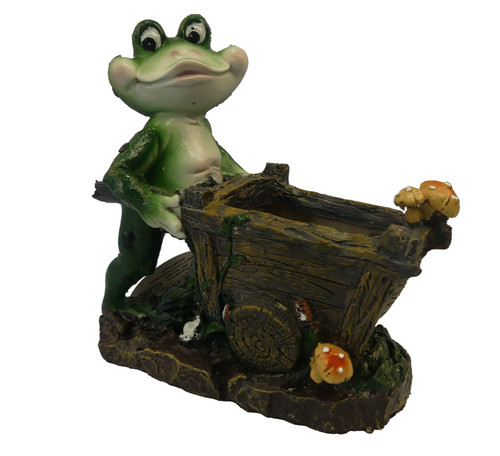 Deko frosch mit schubkarre - deko,