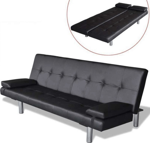 Schlafsofa schwarz kunstleder - schlafsofa,