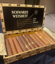 Alte Zigarrenschachtel Holz mit 13 Zigarren original Mattas Brasil