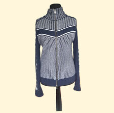 Bogner Kaschmir Strickjacke Pullover M 38 TOP Cardigan blau weiß marin old money