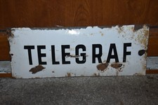 Altes Emailschild 20er Jahre,Telegraf,Poststation,Kaiserreich,Original,Rar!