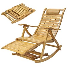 Liegestuhl Holz Schaukelstuhl Relaxliege Lehnstühle Ruhesessel mit Fuß Massage