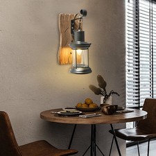 Holz Eisen Vintage Wandlampe