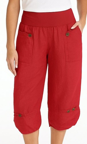 Damen leinen caprihose - damen,