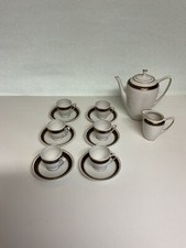 Moccaservice 6 Personen DDR Reichenbach Porzellan Mocca Gedeck Goldrand