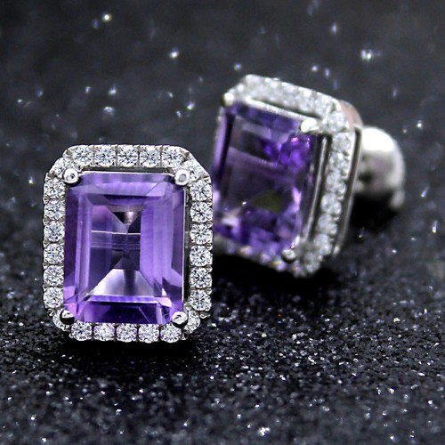 6ct amethyst halo ohrringe - 6ct,