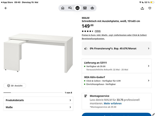 Ikea malm computertisch - malm, weiß