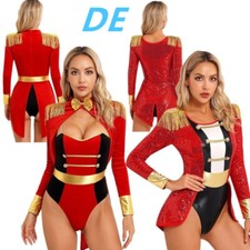 DE Damen Zirkus Zirkusdirektor Kostüm Halloween Karneval Circus Manege Kostüm 