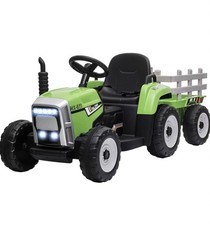 Kinder Elektro Traktor 12V mit Anhänger, Fernbedienung MP3 Licht  3–6 Jahre Grün
