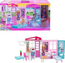 Barbie-Haus mit Küche Schlafzimmer Badezimmer Pool mit Möbel verschließbar 3+