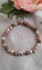  ARMBAND Elefant Naturstein Perlen Geburtstag Boho Geschenk SCHMUCK Charms 