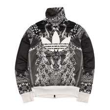 Adidas Firebird Vintage Trackjacket Muster Back Print Weiß Schwarz Retro