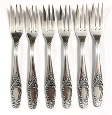 6 Kuchengabeln WHS Barock 100er Silberauflage versilbert 15,4 cm Besteck
