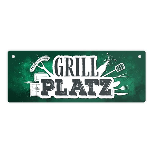Grillplatz metallschild - metallschild, in