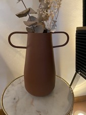 Metall Deko Blumen Vase Braun