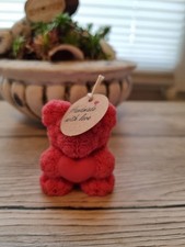 Handgefertigte Kerze Rosenbär