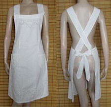 WEISSE LATZSCHÜRZE - DIENSTMÄDCHEN - LOCHSTICKEREI - COTTON - VINTAGE - GR.S - M
