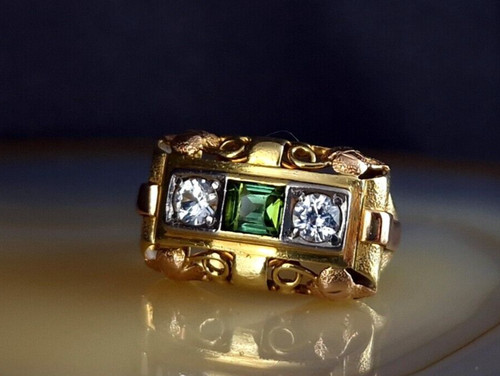 Ring gold 750 peridot topas - gold,
