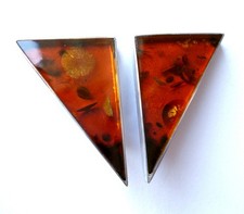 Ohrclips Baltischer Bernstein 925 Sterlingsilber Dreieck Ohrringe