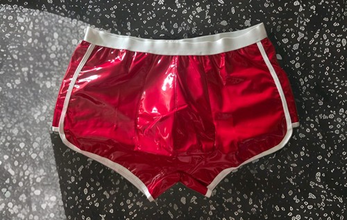 Herren glanz lackshorts rot - herren,