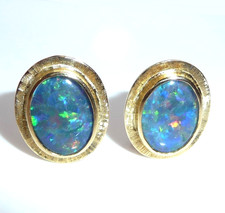 Ohrringe Clips 750 Gelbgold 5.00ct. Opal Australian Opal 19 x 15,2 mm 9,2gr