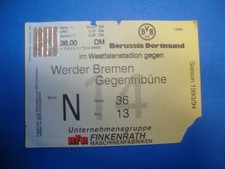 93/94 Ticket BVB Dortmund Werder Bremen Eintrittskarte Bundesliga Sammler