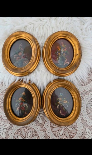 Vintage blumen gemälde oval - blumen,