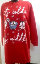 Rotes Sweatkleid m. Aufdruck Gr. M