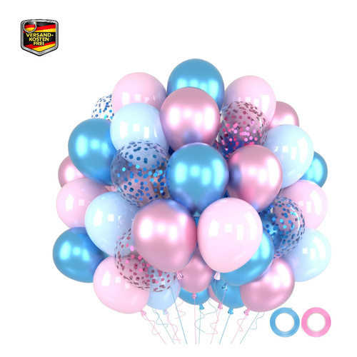 Luftballons rosa blau - blau, 52