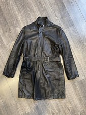 MATRIX LEDER TRENCHCOAT JACKE VERSACE MIT GÜRTEL, FARBE SCHWARZ