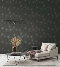 Retro Tapete 50er Starburst Motiv – Schwarz, Metallic