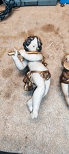 2 x Holzfigur geschnitzt, Engel / Putten mit Musik,  21 cm, Handarbeit, Bad Tölz