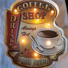LED Blechschild Coffee, Leuchtschild, Wandbild beleuchtet Kaffee