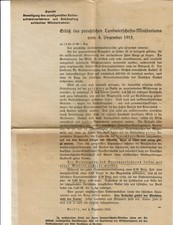 Alter Druck 1915 Erlaß Landwirtschafs-Ministerium Milchentrahmer Dokument 