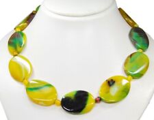 Damen Halskette Edelsteinkette aus Heilstein Achat in gedrehter Ovalform 