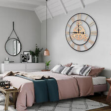 75cm Große Wanduhr im Vintage-Stil mit Römische Ziffern Metall Wanduhr