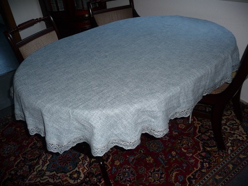 Tischdecke oval blau