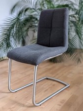 Freischwinger-Stühle , 4 Stck., Sitzfl.: anthrazit, Gestell: Edelstahl + Tisch  