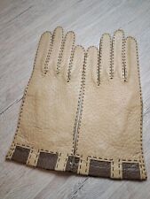 Damen Peccary-Leder-Handschuhe sand Gr 7 ohne Innenfutter