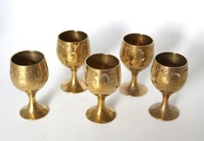 5 X Vintage  Mini  Messing Tee Tasse Kelchbecher Weinkelch Trinkgläser Getränke