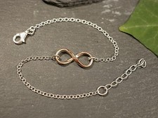 Elegantes 925 Silber Armband Erbsenkette Acht 8 Trinity Unendlich Rosévergoldet 