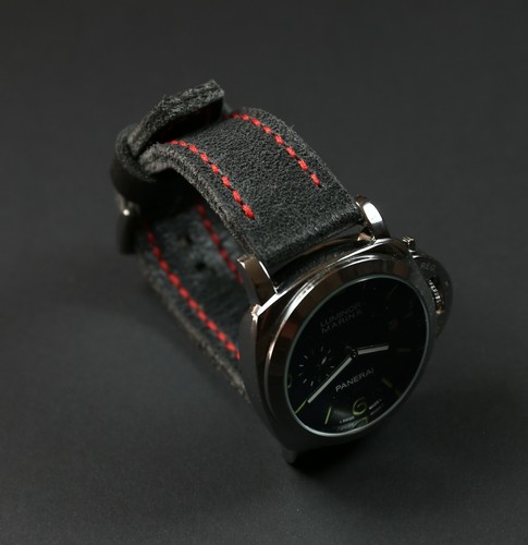 Schwarz leder uhrenarmband - schwarz,