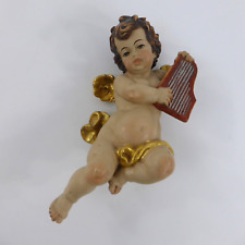 Putte Engel mit Harfe Holz