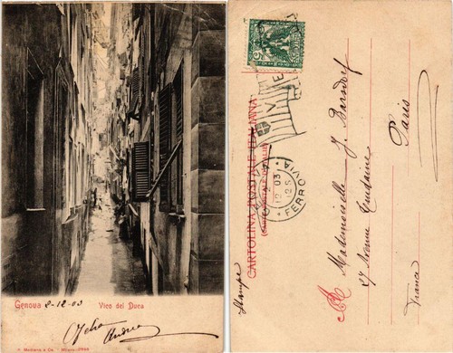 Cpa genova vico del duca - genova,