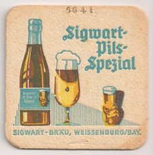 Sigwart-Bräu, Weissenburg - historischer Bierdeckel / Bierfilz "Pils-Spezial"
