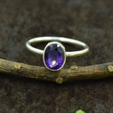 Echter Lila Amethyst Ring 925