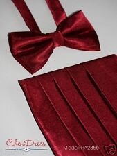 Kummerbund / Bauchbinde Fliege / bow tie als Set bordeaux rot