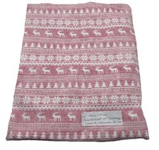 1,7 x 1,5 M Reststück Weihnachtsmuster Rosa Stoffrest Stoff Nähen Nordisch  